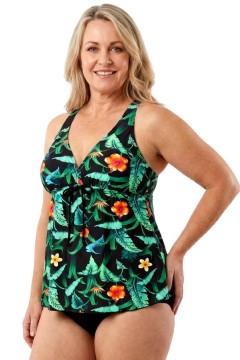Nice Floral plavkové šaty tankiny vyztužené košíčky S136-14