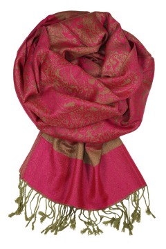 Venezia kašmírový šál - pašmína_127 tmavě růžová