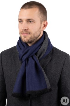 Gentleman pánský oboustranný modrošedý šál P331K tmavě modrá