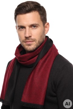 Gentleman pánský oboustranný černovínový šál P331K vínová