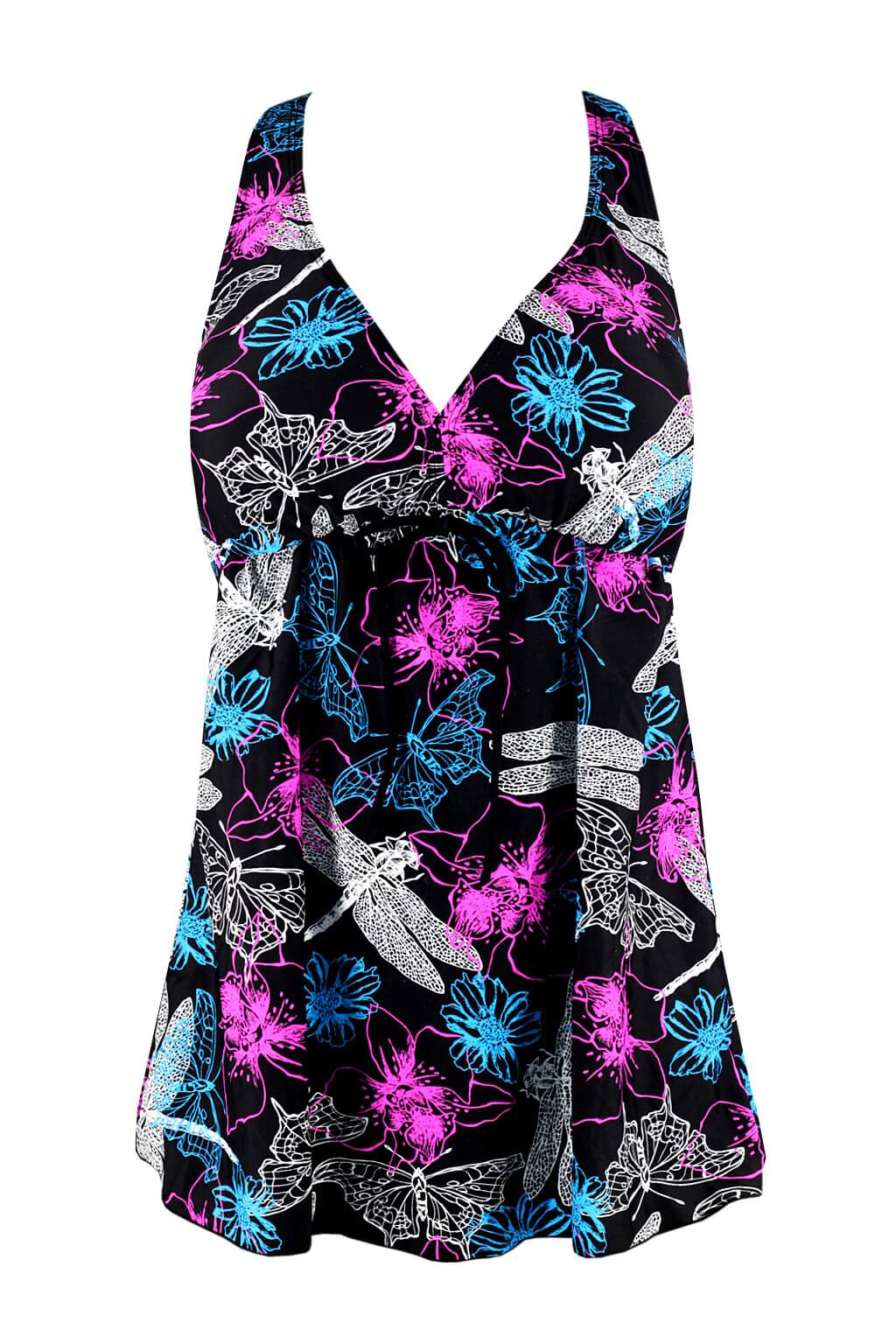 Sea plavkové šaty-tankiny pro plnoštíhlé S136-13