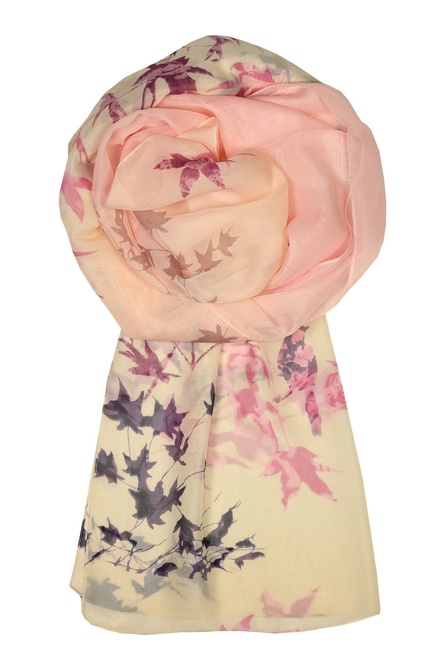 Leaf pink lehký dámský šátek s potiskem LD-908