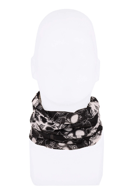 Lebky černobílé - multifunkční šátek nákrčník černá