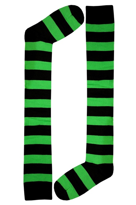 Stripes Knee Socks černozelené pruhované podkolenky