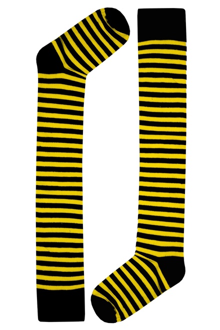 Stripes Knee Socks žlutočerné pruhované podkolenky