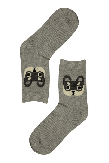 Midini Thermo grey hřejivé veselé ponožky pejsek