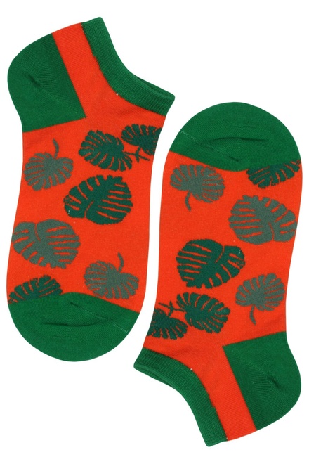 Crazy Leaves kotníčkové bavlněné ponožky ECC2001 oranžová velikost: 39-42