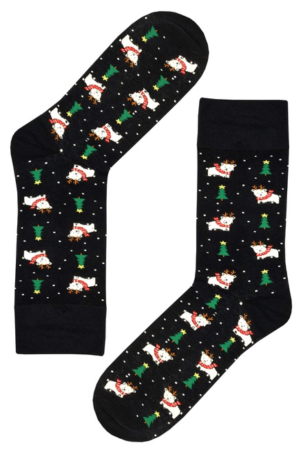 Pánské veselé ponožky AuraVia Vánoce v lese tmavě modrá velikost: 39-42