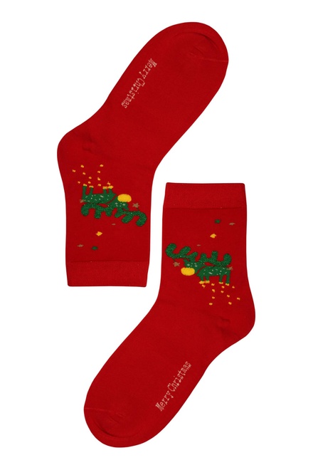 Vánoční dámské ponožky Zelený sob červená velikost: 38-41