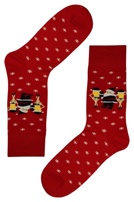 Pánské vánoční ponožky s veselými obrázky červená velikost: 39-42