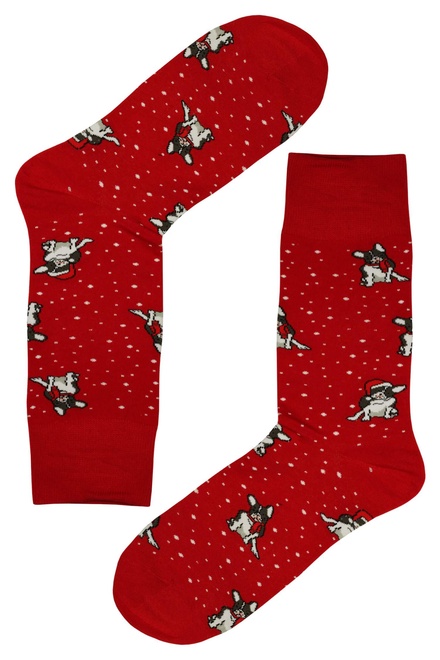 Pánské vánoční ponožky s veselými pejsky červená velikost: 39-42