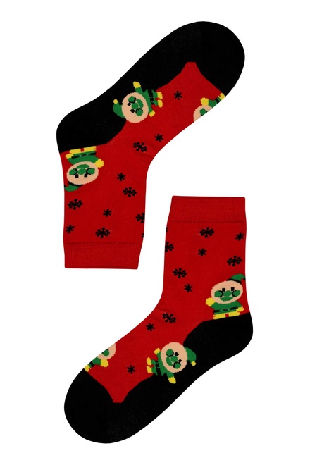 Veselé dámské ponožky vánoční motiv červená velikost: 35-38