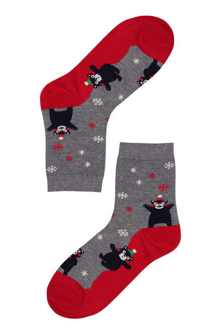 Happy Bear dámské ponožky vánoční motiv šedá velikost: 35-38