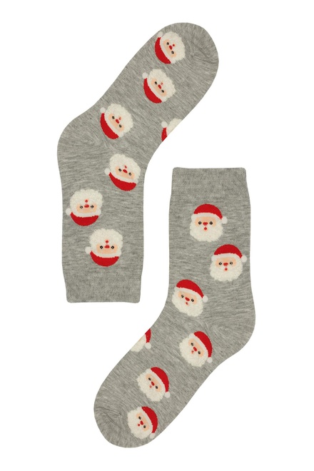 Veselý Santa Claus - dámská vánoční ponožka šedá velikost: 35-38