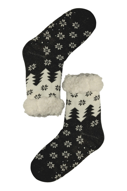 Black vysoké zimní ponožky s beránkem