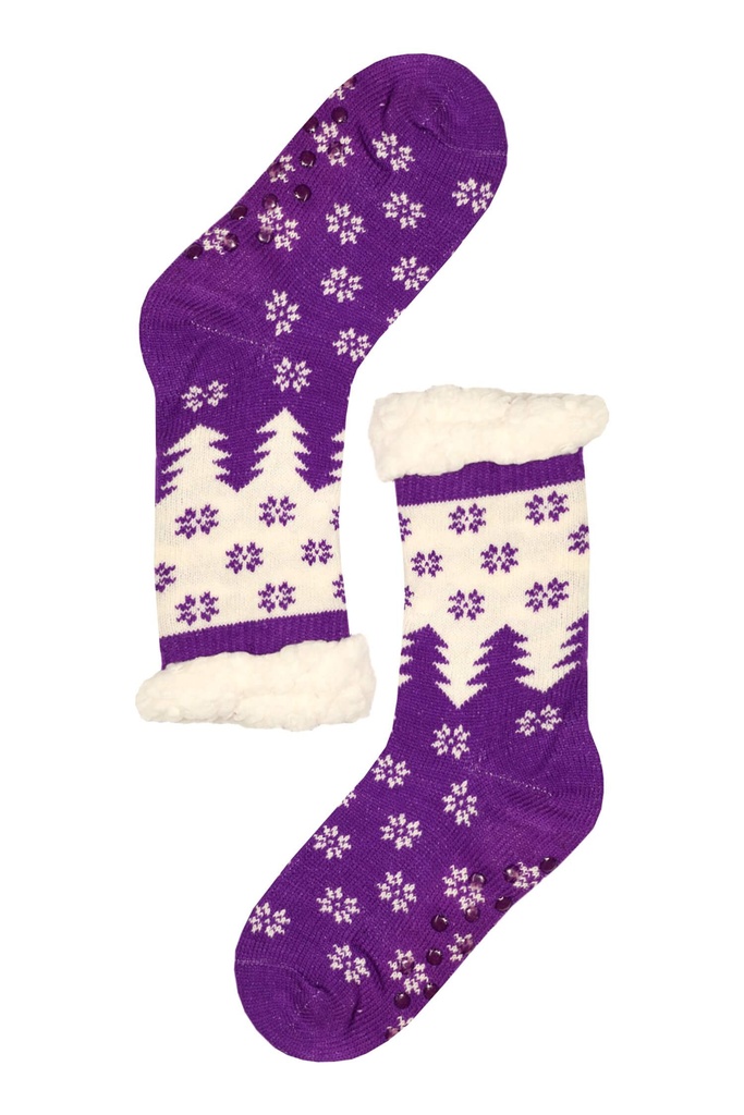 Violet vysoké zimní ponožky s beránkem