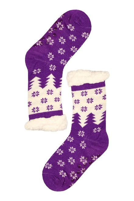 Violet vysoké zimní ponožky s beránkem
