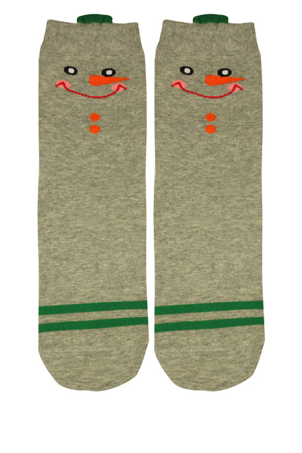 Vánoční sněhulák - veselé dámské ponožky šedá velikost: 35-38