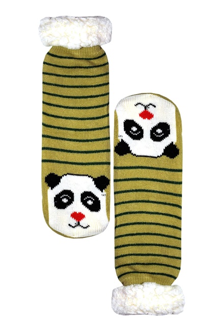 Beige panda dámské ponožky s beránkem WW043