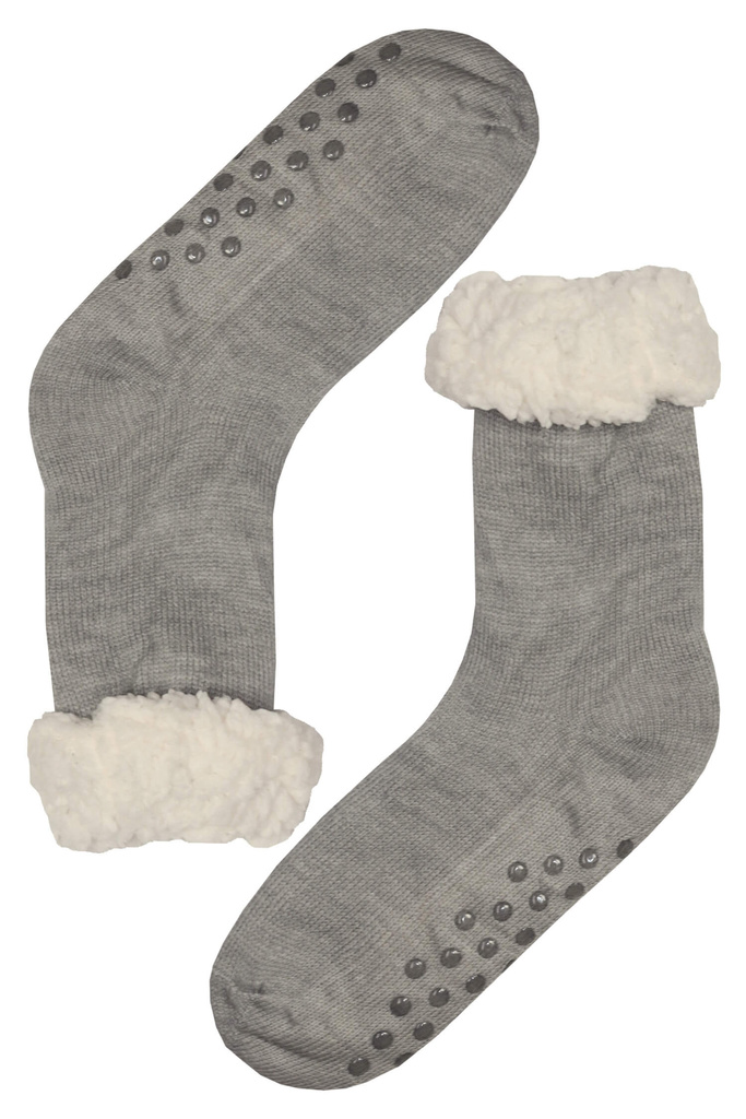 Light grey ponožky s beránkem pro muže MC109