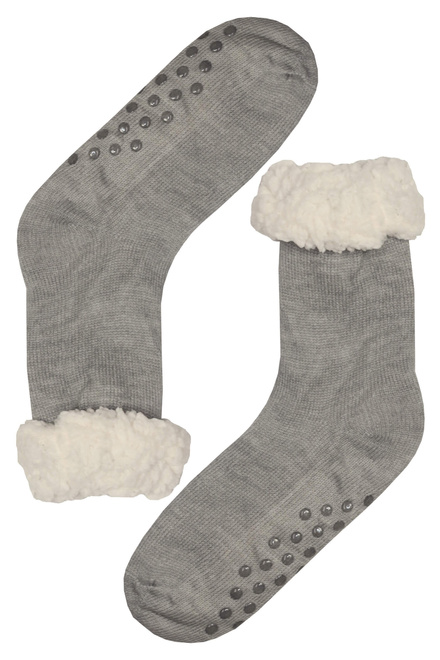 Light grey ponožky s beránkem pro muže MC109