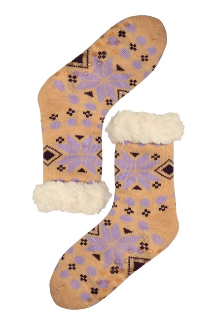 Flake beige zimní hřejivé ponožky pro dámy WW026