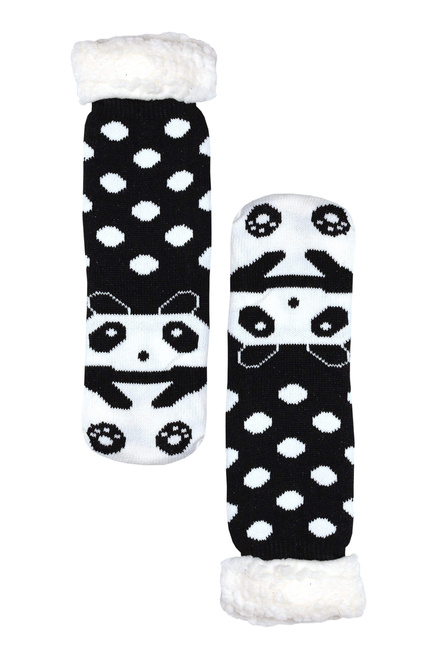 Panda black vysoké ponožky s beránkem WW043