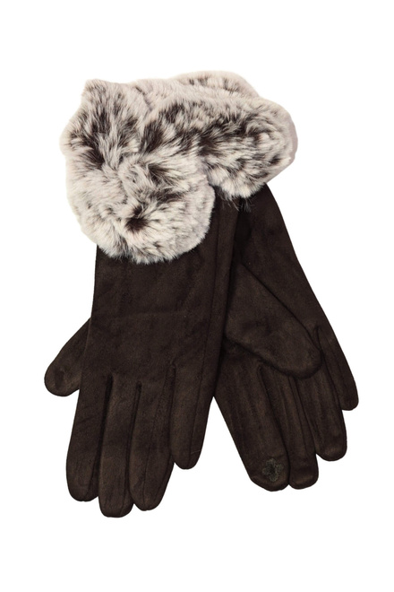 Moss marron rukavice s kožešinkou JPB001 tmavě hnědá velikost: XL