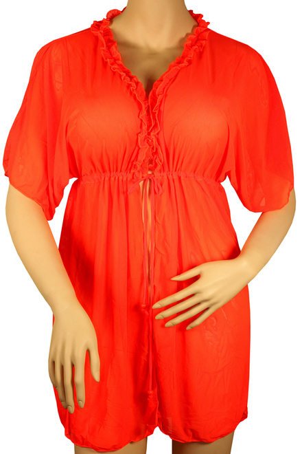Caribe kaftan šaty na pláž S761 oranžová zářivá velikost: XXL