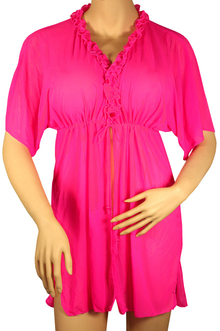 Caribe kaftan šaty na pláž S761 zářivě růžová velikost: L