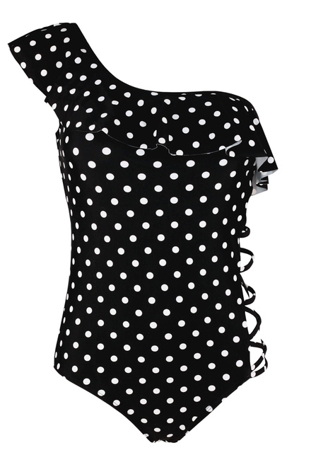 Lapiza Black pin-up styl jednodílné plavky s puntíky AB164 černá velikost: L