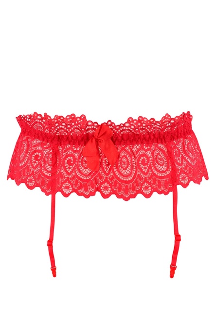 Floriana sexy podvazkový pás kovová ozdoba 9943 červená velikost: XL
