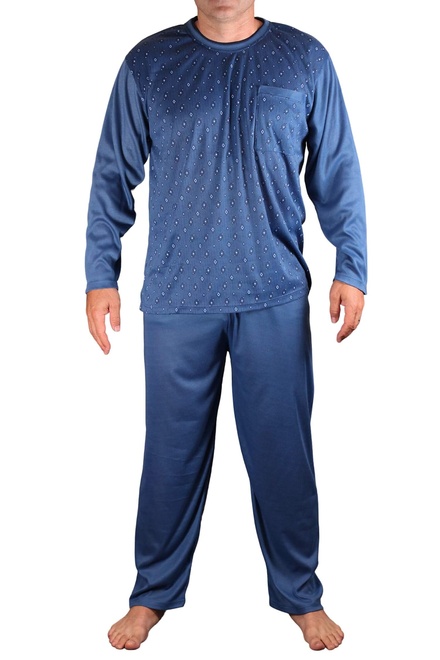 Oleg pánské pyžamo dlouhý rukáv V2122 šedomodrá velikost: XXL