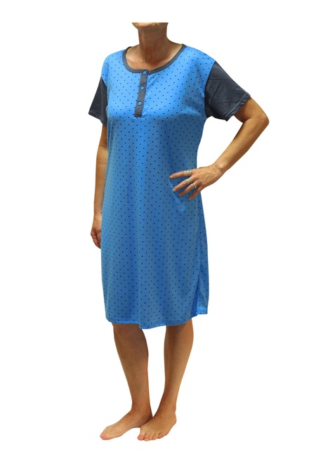 Adéla dámská noční košile s puntíky DNU329-NT modrá velikost: 3XL