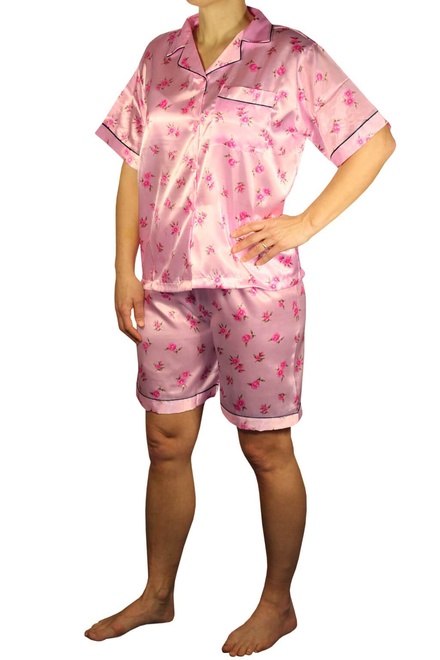 Elena Max Rose saténové pyžamo s kraťasy
