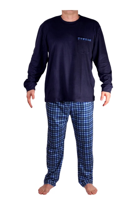 Zdenda Lux pánské pyžamo s flísem šedomodrá velikost: 3XL