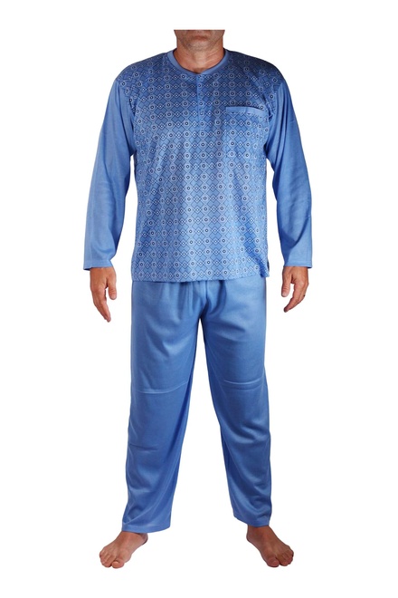 Jindřich dlouhé pyžamo pánské V2338 šedomodrá velikost: 3XL