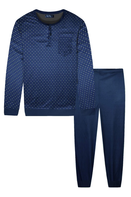 Cecil pánské pyžamo dlouhý rukáv 696 tmavě modrá velikost: XXL