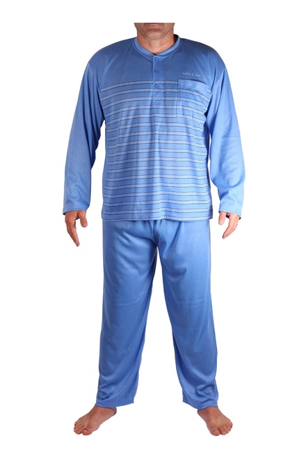 Johan pánské pyžamo s dlouhým rukávem V2003 tmavě modrá velikost: M