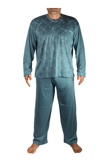 Vláďa pánské pyžamo dlouhý rukáv V1497 šedomodrá velikost: L