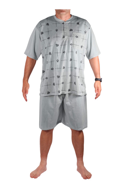Dominik pánské pyžamo s krátkým rukávem šedomodrá velikost: 4XL