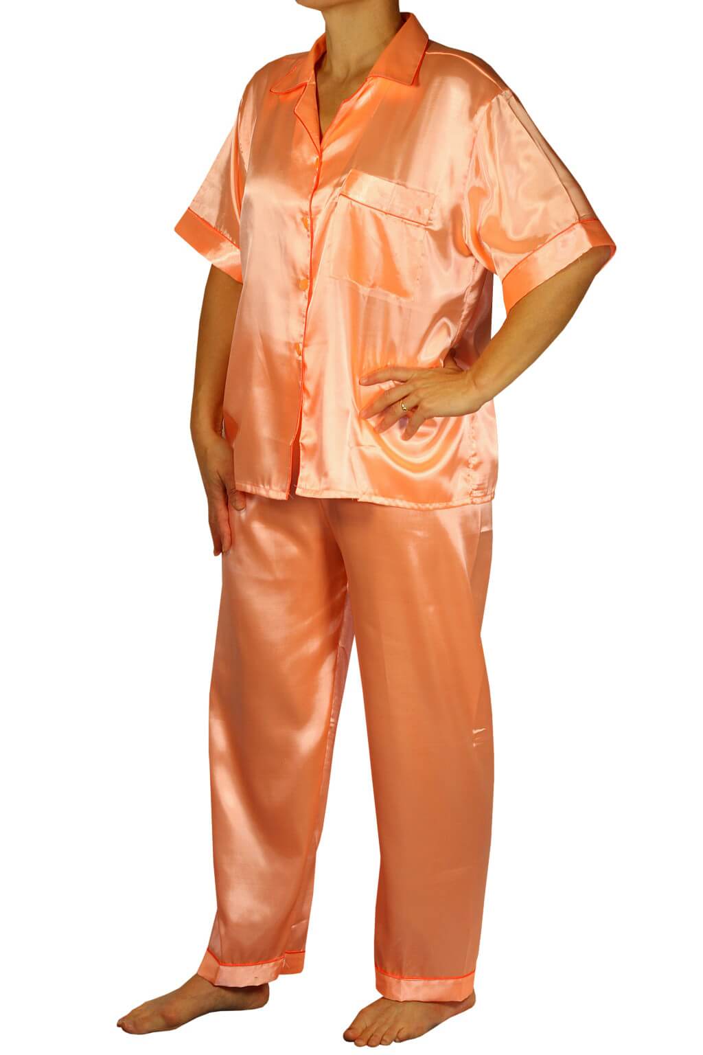 Kalipo Maxi saténové pyžamo Orange 3XL oranžová