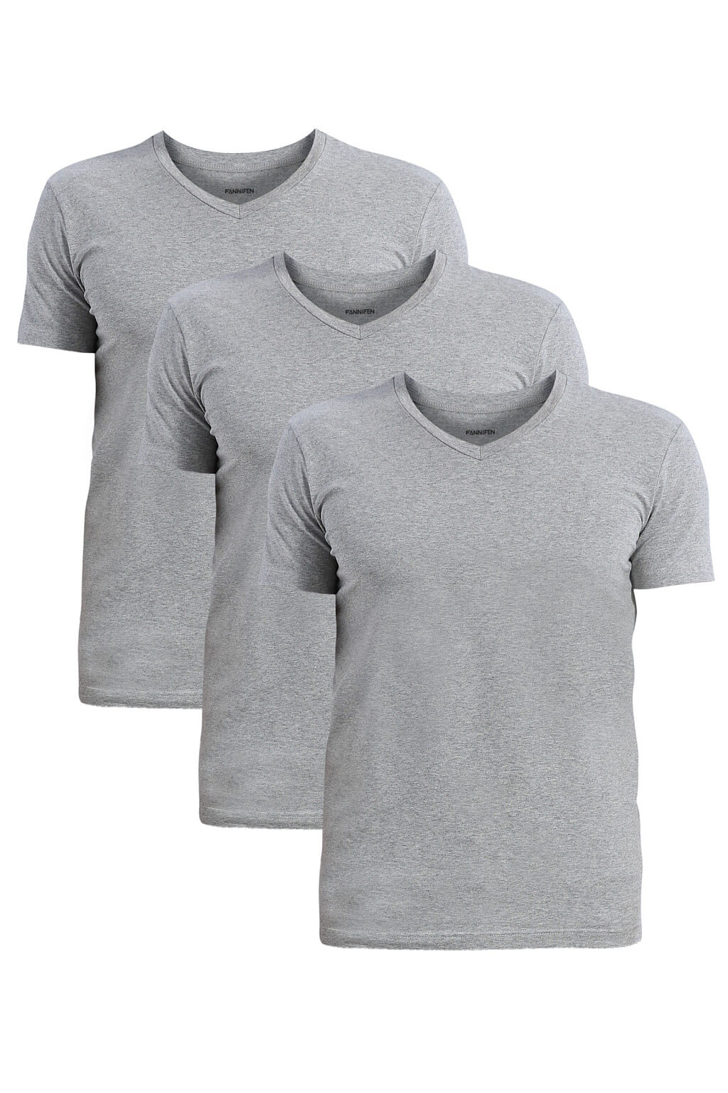 Tezen kvalitní pánské triko do 'V' FTV01 - trojbal L šedá