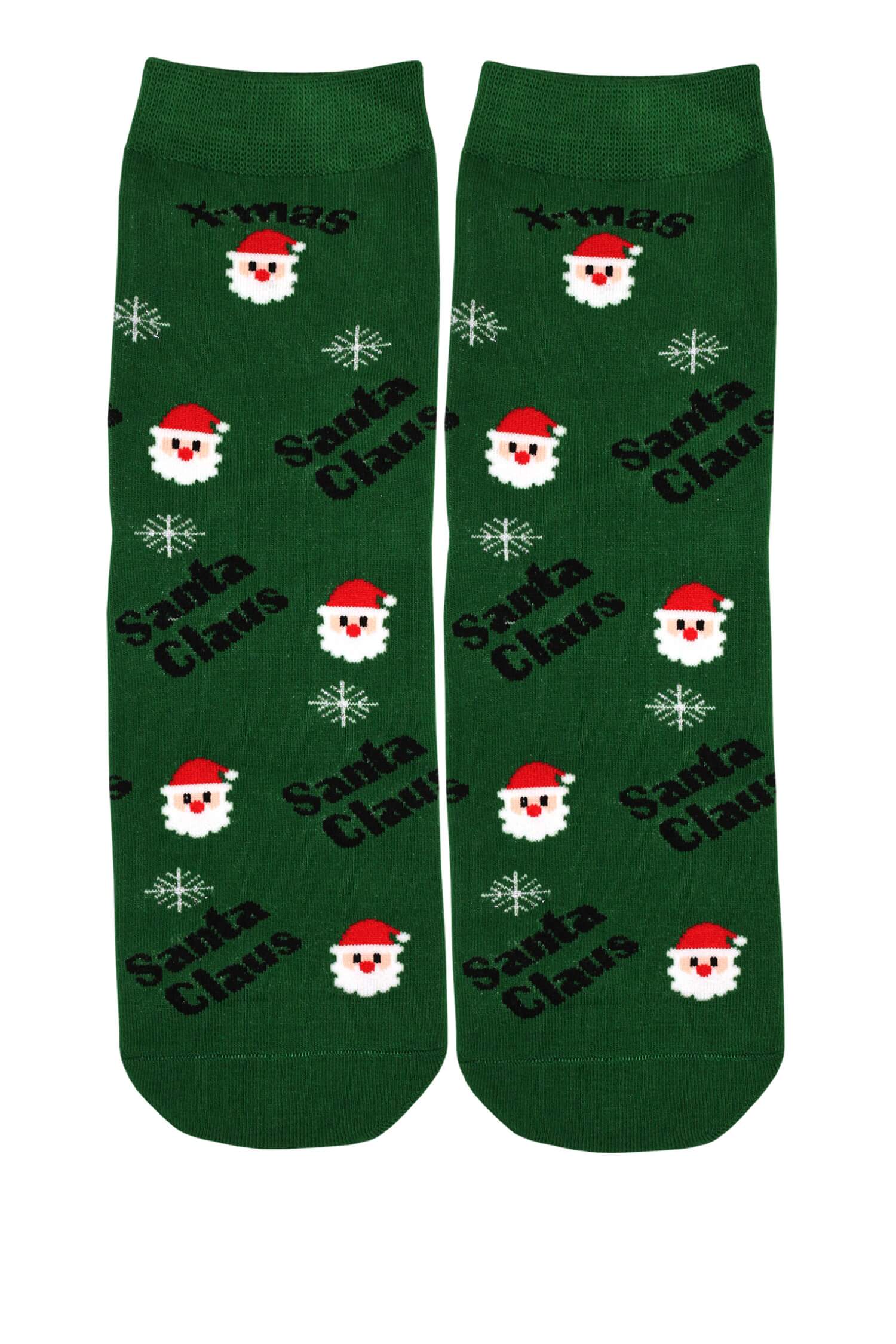 Vánoční ponožky s veselým Santou 35-38 zelená