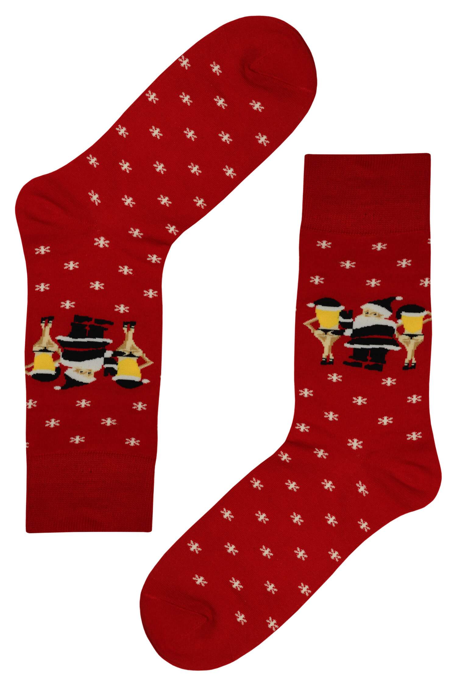 Pánské vánoční ponožky s veselými obrázky 39-42 červená