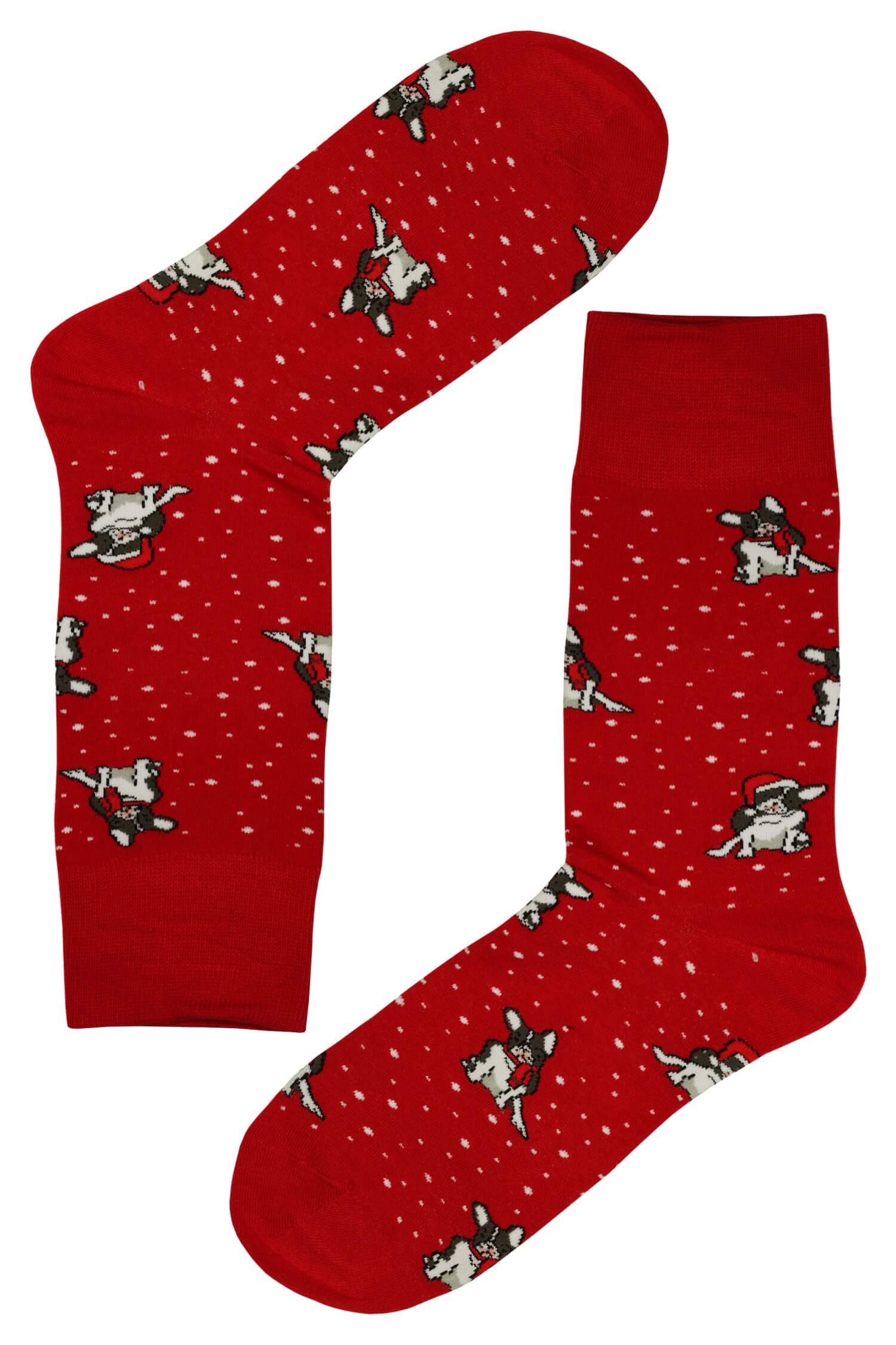 Pánské vánoční ponožky s veselými pejsky 39-42 červená