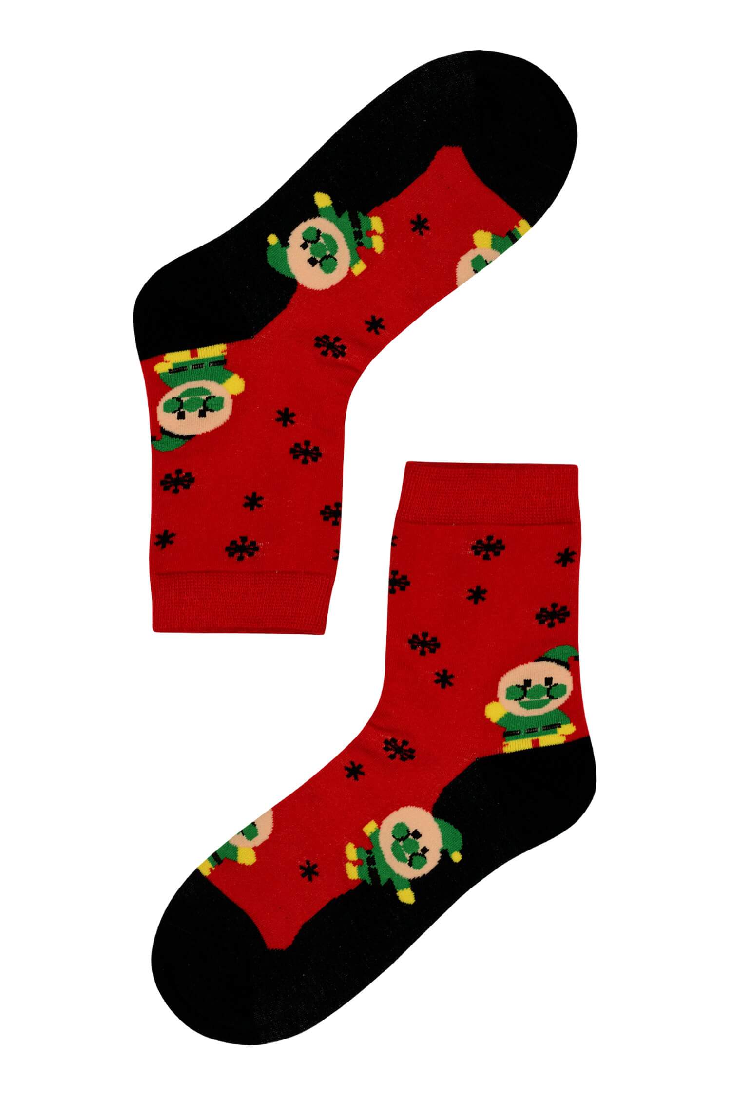 Veselé dámské ponožky vánoční motiv 38-41 červená