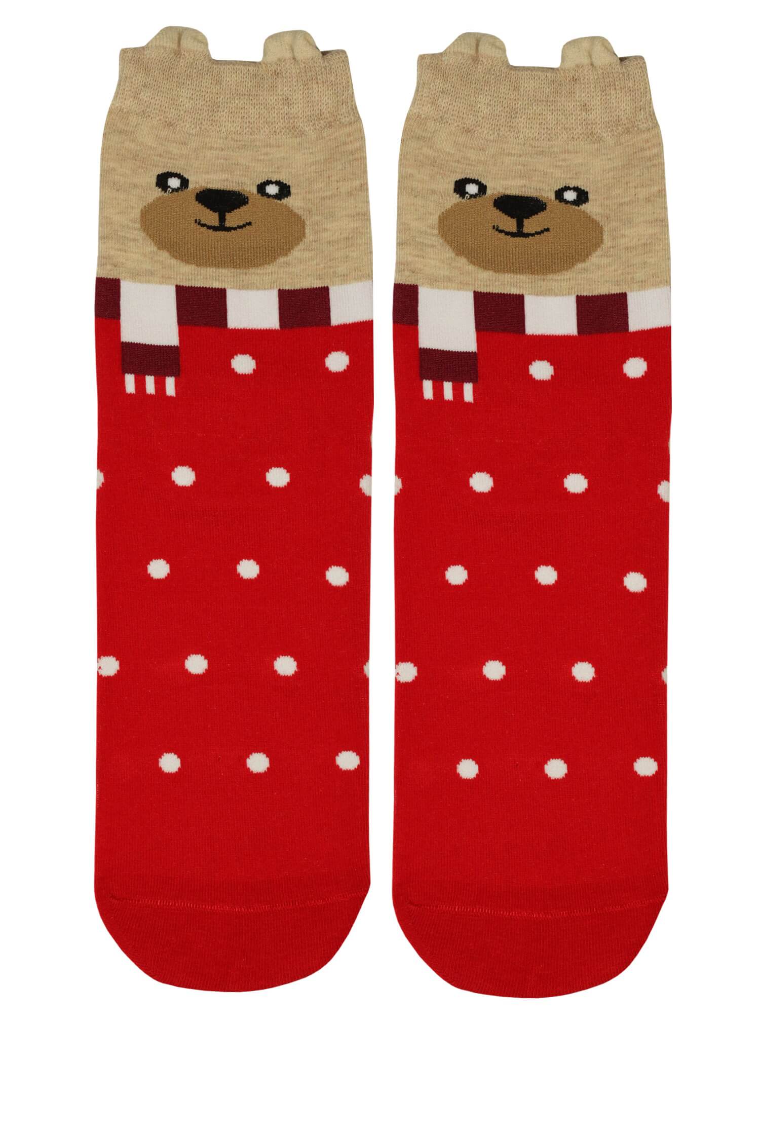 Vánoční puntíky - veselé dámské ponožky 35-38 červená