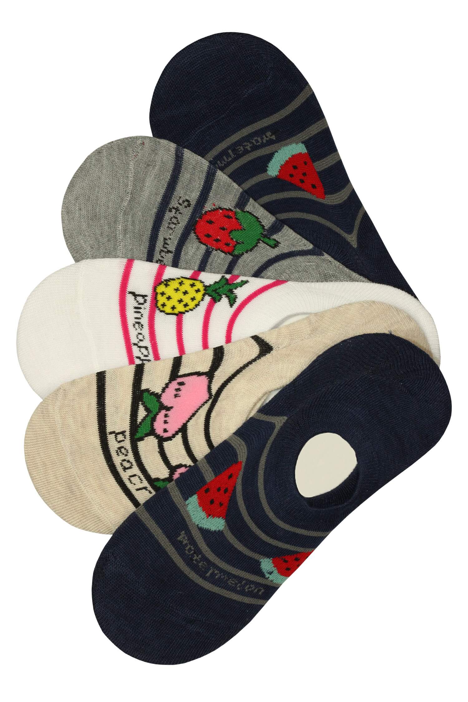 Dámské veselé skryté ponožky s ovocem YW35 - 5bal 35-38 vícebarevná