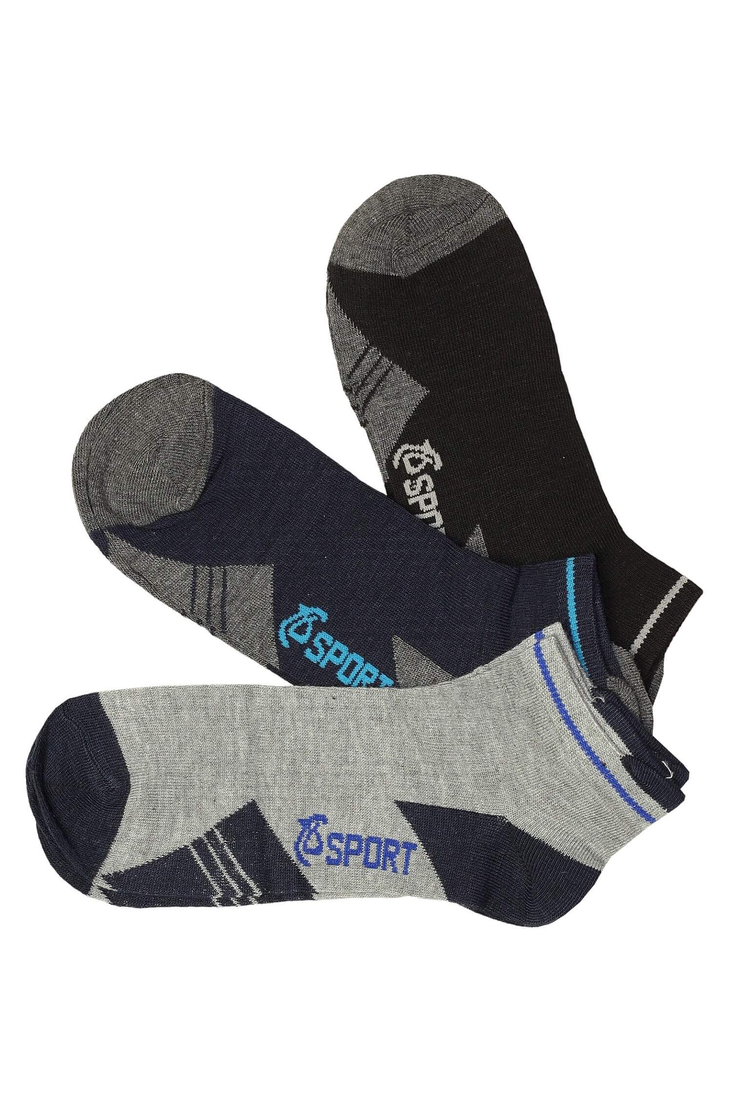 Nízké ponožky pro muže bavlněné PM5012 3 páry 44-47 vícebarevná